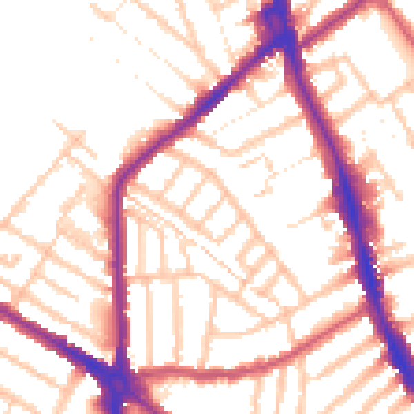 Daytime road noise heatmap for CR7 6BN