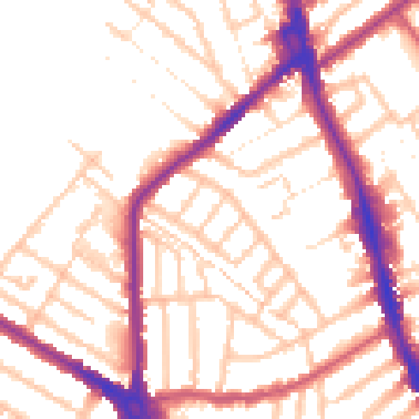 Daytime road noise heatmap for CR7 6BR
