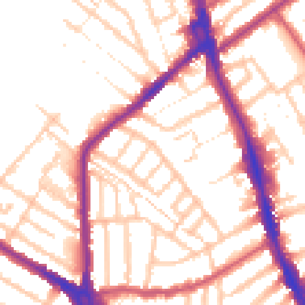 Daytime road noise heatmap for CR7 6BS