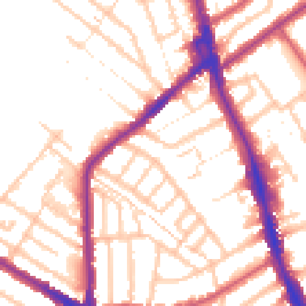Daytime road noise heatmap for CR7 6BT