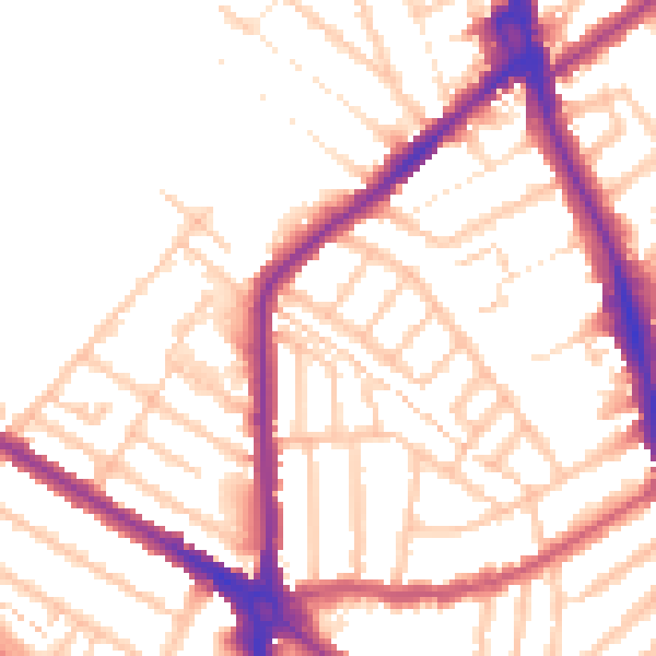 Daytime road noise heatmap for CR7 6BU