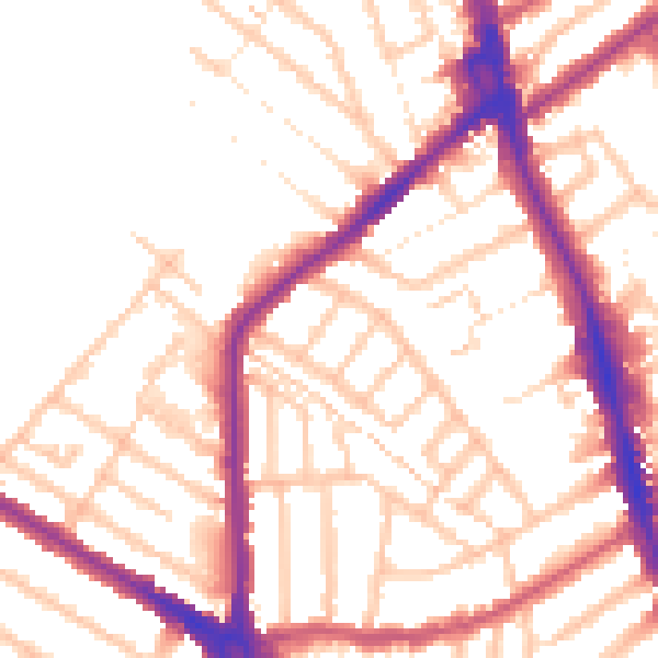 Daytime road noise heatmap for CR7 6BX