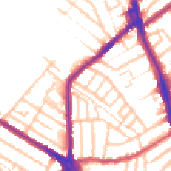 Daytime road noise heatmap for CR7 6BY