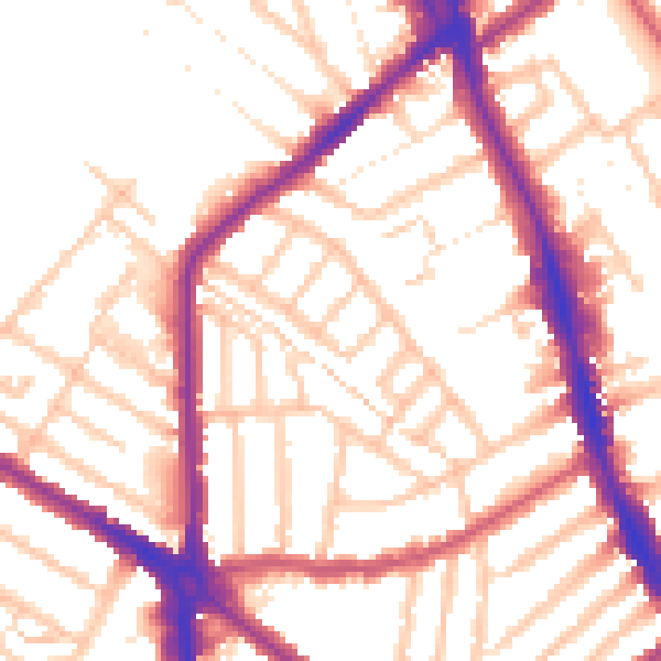 Daytime road noise heatmap for CR7 6BZ
