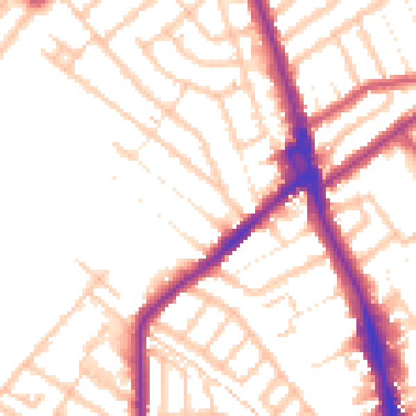Daytime road noise heatmap for CR7 6DA