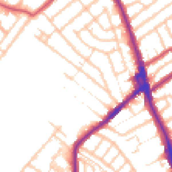 Daytime road noise heatmap for CR7 6DB