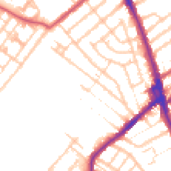 Daytime road noise heatmap for CR7 6DD
