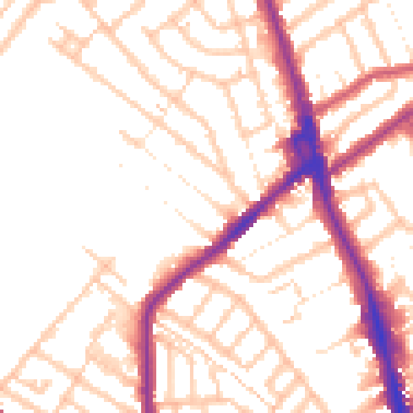 Daytime road noise heatmap for CR7 6DE