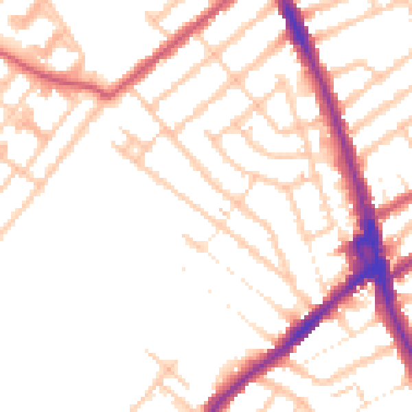 Daytime road noise heatmap for CR7 6DG