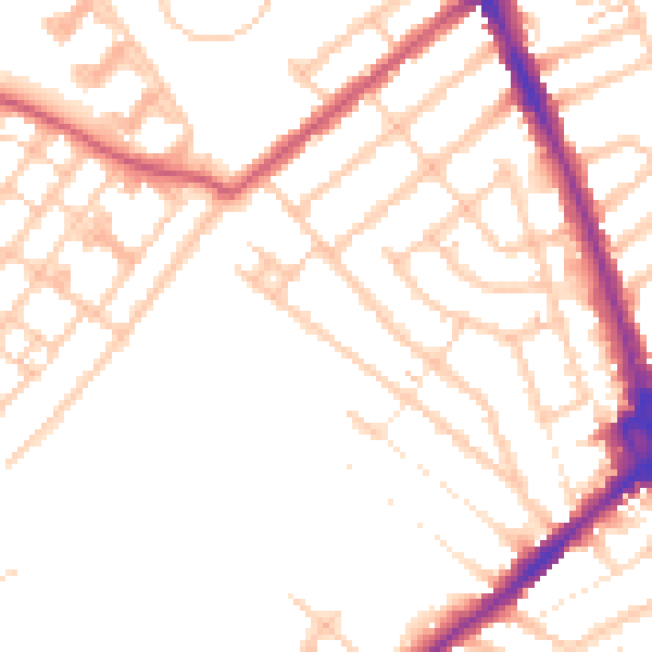 Daytime road noise heatmap for CR7 6DJ