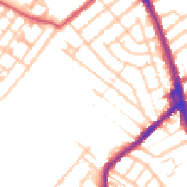 Daytime road noise heatmap for CR7 6DL