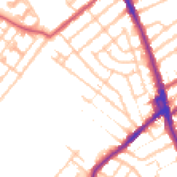 Daytime road noise heatmap for CR7 6DP