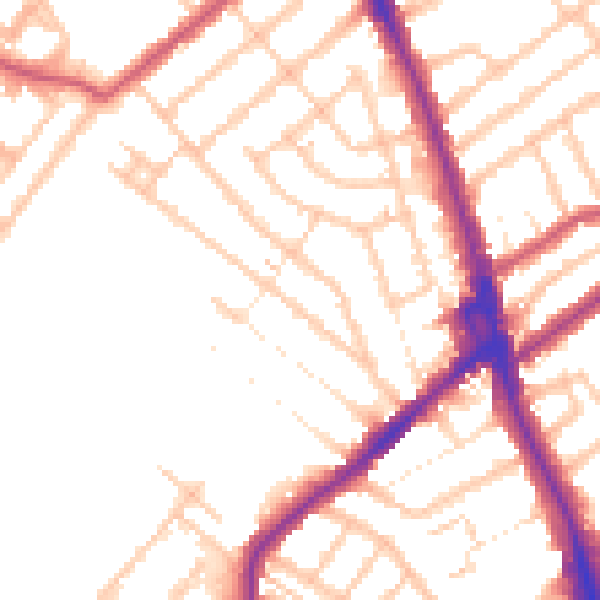 Daytime road noise heatmap for CR7 6DQ