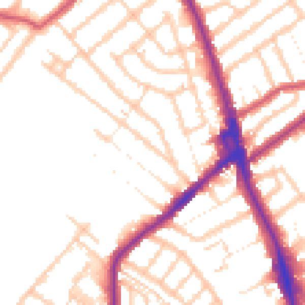 Daytime road noise heatmap for CR7 6DR