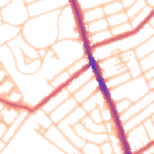 Daytime road noise heatmap for CR7 6EL