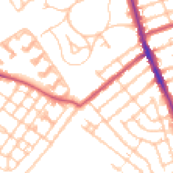 Daytime road noise heatmap for CR7 6EP