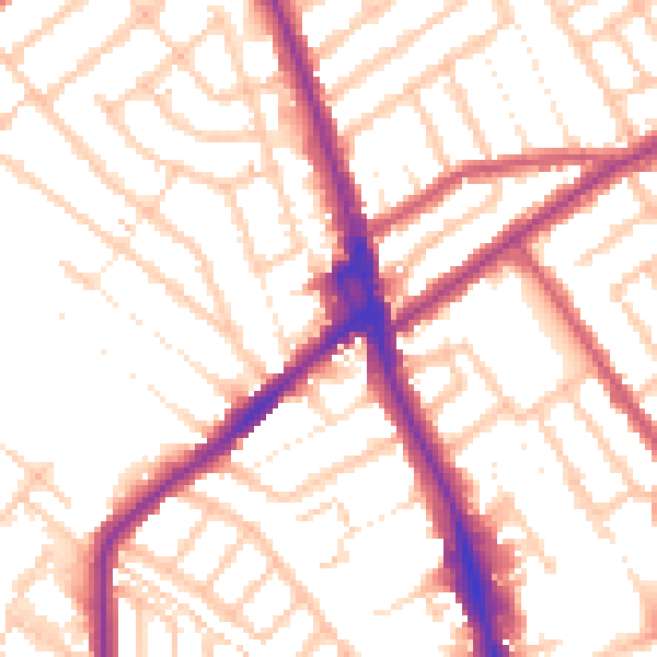 Daytime road noise heatmap for CR7 6FB