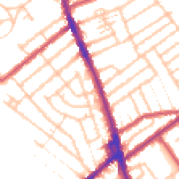 Daytime road noise heatmap for CR7 6HY