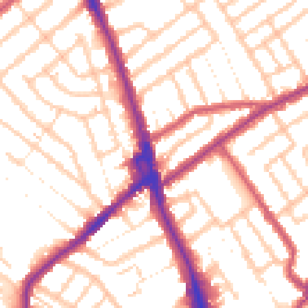 Daytime road noise heatmap for CR7 6JB