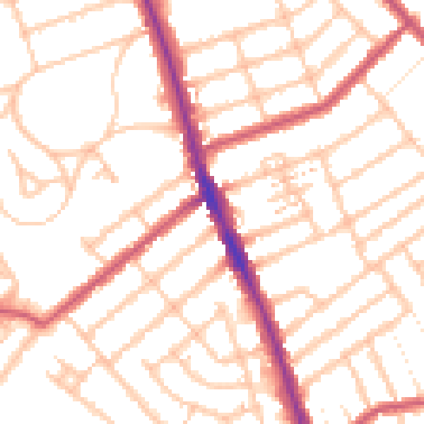 Daytime road noise heatmap for CR7 6JF