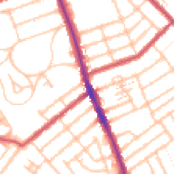 Daytime road noise heatmap for CR7 6JG
