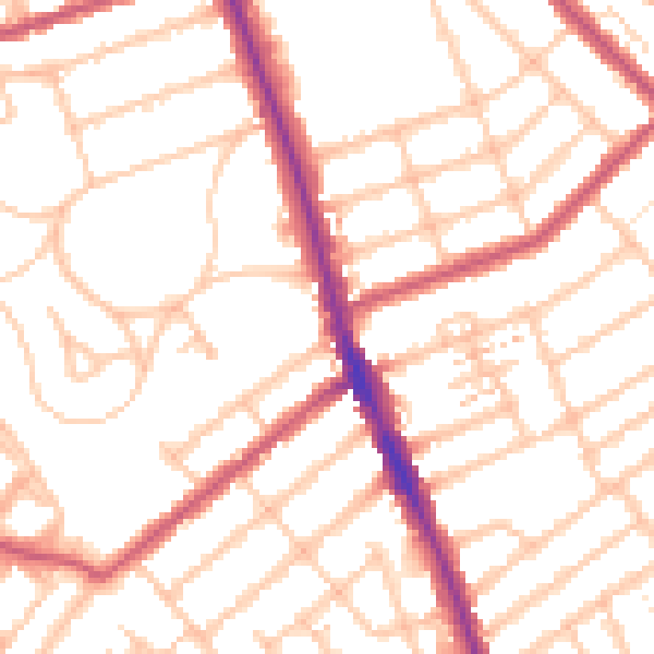 Daytime road noise heatmap for CR7 6JJ