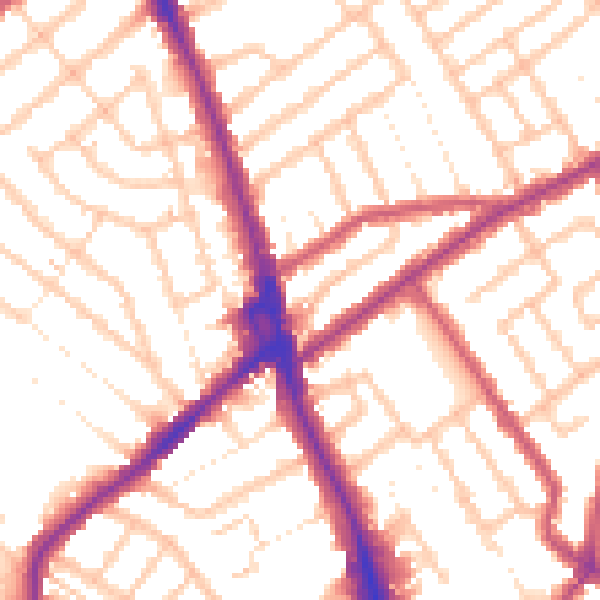 Daytime road noise heatmap for CR7 6JN