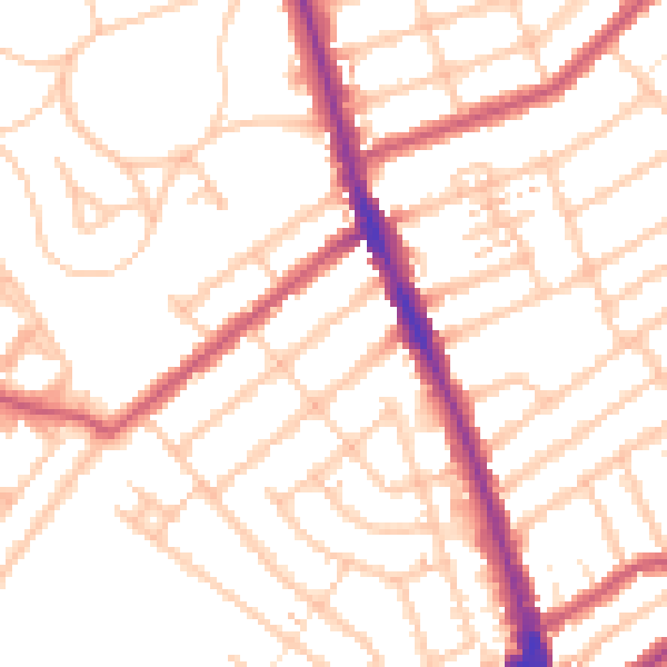 Daytime road noise heatmap for CR7 6JR