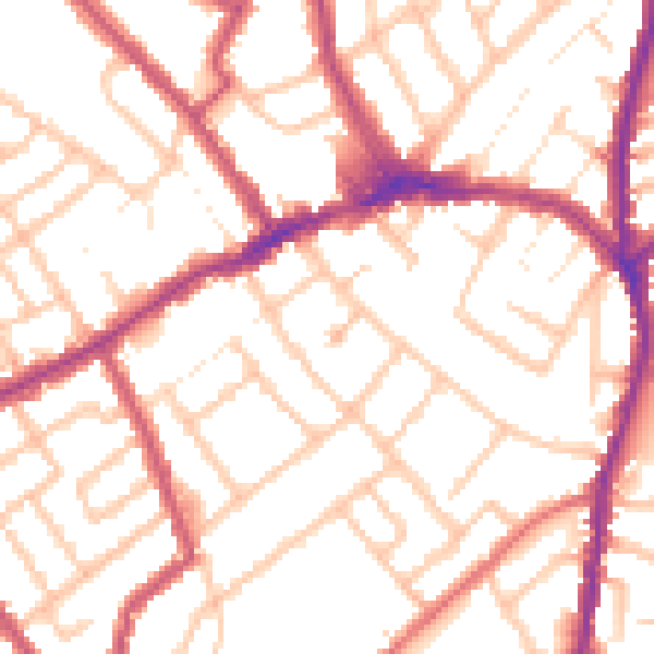 Daytime road noise heatmap for CR7 7AH