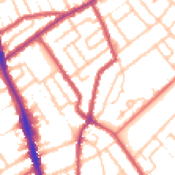 Daytime road noise heatmap for CR7 7AS