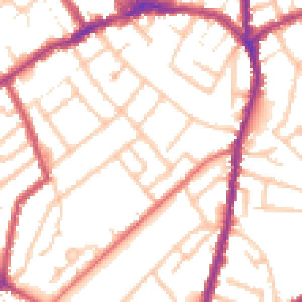 Daytime road noise heatmap for CR7 7AZ