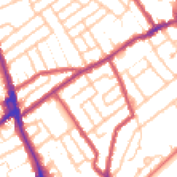Daytime road noise heatmap for CR7 7BF