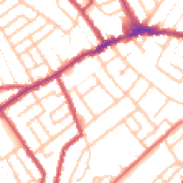 Daytime road noise heatmap for CR7 7BH