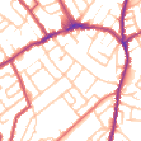 Daytime road noise heatmap for CR7 7BP