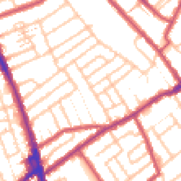 Daytime road noise heatmap for CR7 7DQ