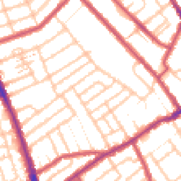 Daytime road noise heatmap for CR7 7DY