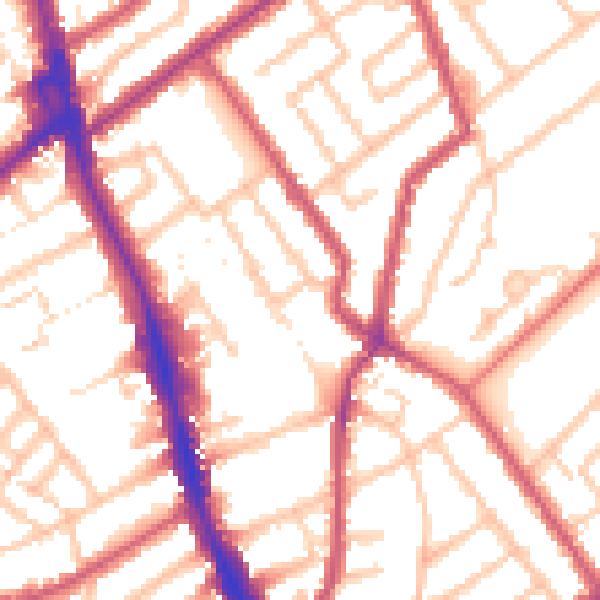 Daytime road noise heatmap for CR7 7HD