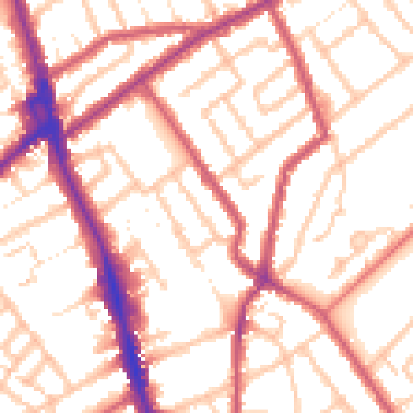 Daytime road noise heatmap for CR7 7HJ