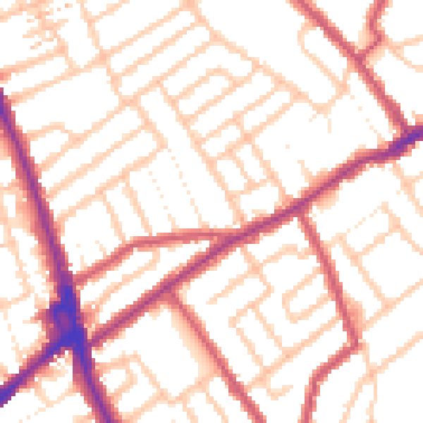 Daytime road noise heatmap for CR7 7HT