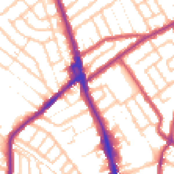 Daytime road noise heatmap for CR7 7HW
