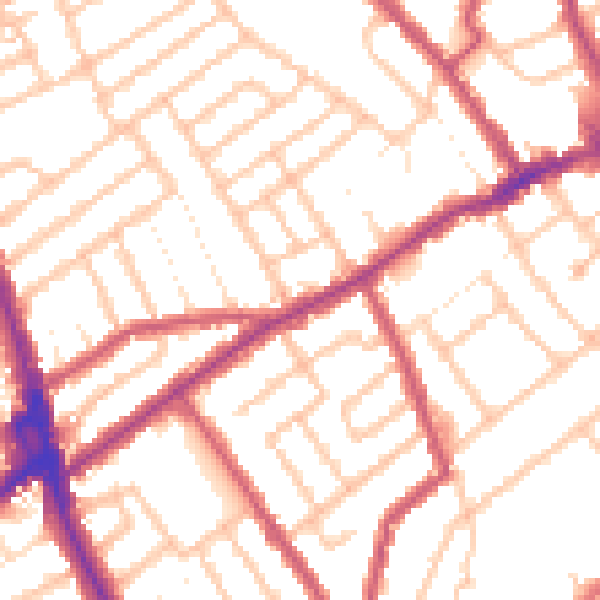 Daytime road noise heatmap for CR7 7JD