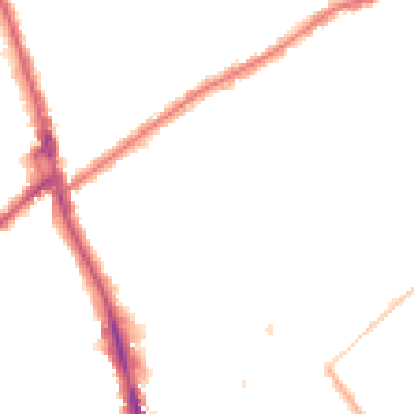 Night-time road noise heatmap for CR7 7JU