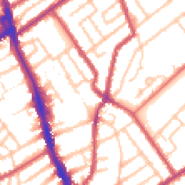 Daytime road noise heatmap for CR7 7JY