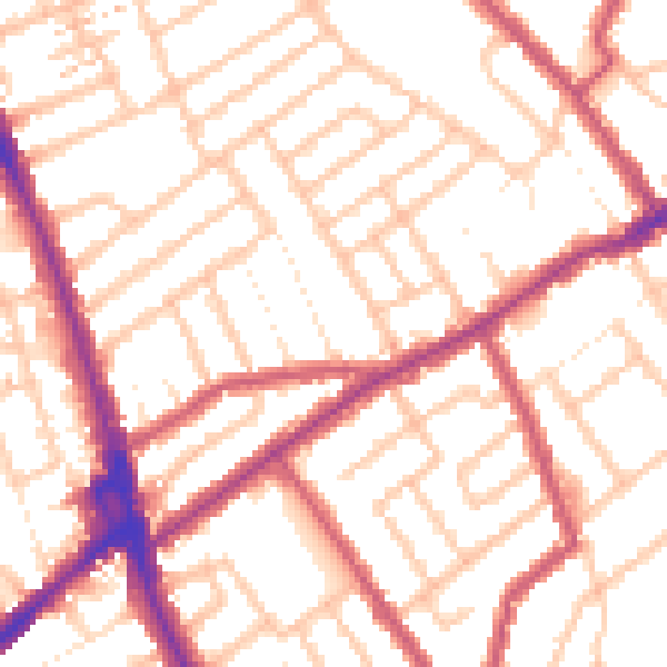 Daytime road noise heatmap for CR7 7LL