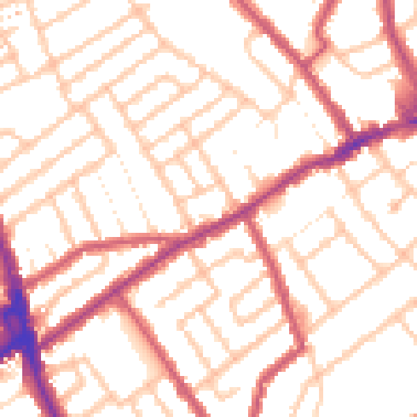 Daytime road noise heatmap for CR7 7NJ