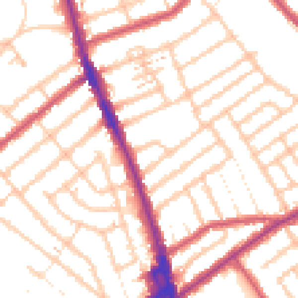 Daytime road noise heatmap for CR7 7PN