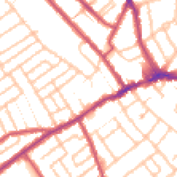 Daytime road noise heatmap for CR7 7QA