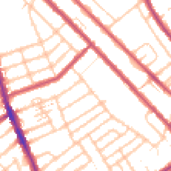 Daytime road noise heatmap for CR7 7QJ