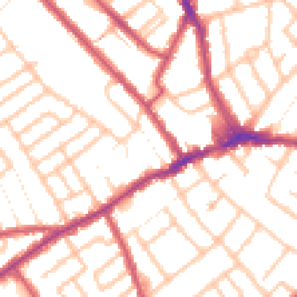 Daytime road noise heatmap for CR7 7RD