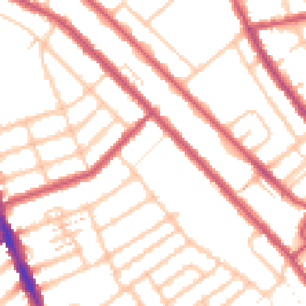 Daytime road noise heatmap for CR7 7RJ